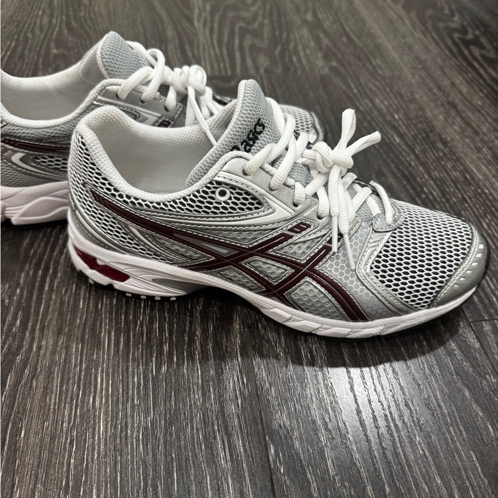 ASICS Silver and Maroon Athletic Shoes